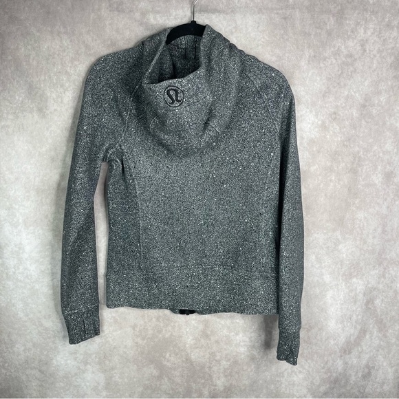 Lululemon Scuba Hoodie Light Cotton Fleece Luminesce Splatter White Black Sz 8 - Picture 5 of 8